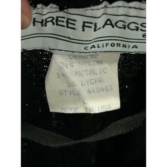 Three Flaggs California Black Metallic Elastic Waist Pants Sz Large - Picture 6 of 9